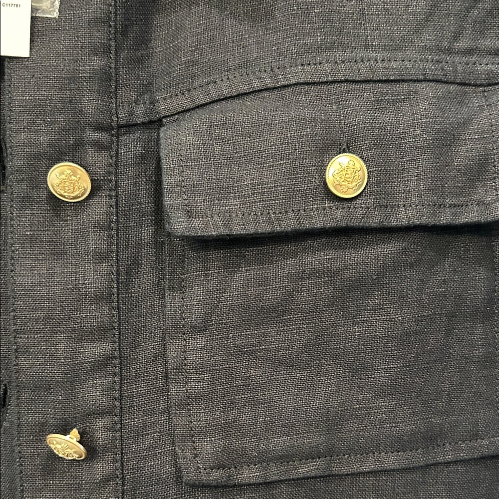NWT J. Crew Black Linen Utility Shirt Dress - Picture 3 of 5